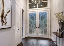 Sun Odyssey II Semi-Private 3D Enhanced Gluechip Glass Finish Glass Front Doors Modern Decor Sans Soucie