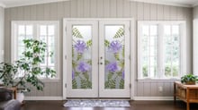 Jacaranda Floral Design Private 3D Enhanced Painted Frosted Glass Front Entry Door For Farmhouse Decor Sans Soucie