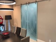 Glass Barn Doors Frameless Interior Frosted Glass Door Modern Decor Sliding Glass Barn Doors with Demi Circle Design Sans Soucie
