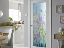 french country frosted glass door sans soucie iris hummingbird design