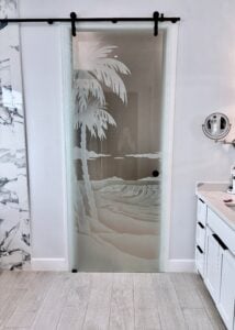 Sliding Barn Door for Bathroom Privacy - Sans Soucie Art Glass