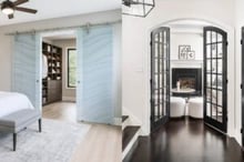 Double glass barn doors vs French doors in a side-by-side interior design comparison.