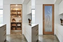 Open and closed pantry designs shown side by side to illustrate whether a pantry needs a door.