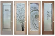 Modern Wood Pantry Door with Glass - Sans Soucie Art Glass