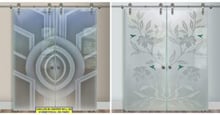 Double Barn Doors with Glass - Sans Soucie Art Glass