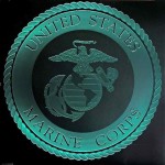 US Marine Corps Seal etched carved glass