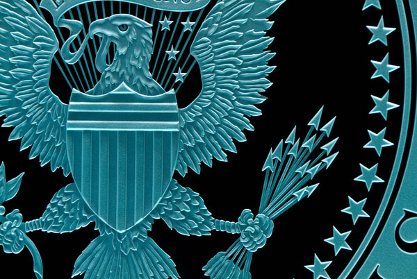carved glass Presidential Seal in Glass eagle close up