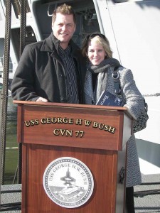 Chauncey & LeeAnn Gannett of Sans Soucie Art Glass at the commissioning ceremony in Norfolk, Virginia, January 2009.
