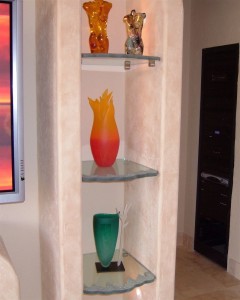 Glass Niche Shelves with Iceberg, chiseled edges