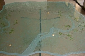 etched glass dining table top painted glass cherry blossom tree branch - 4