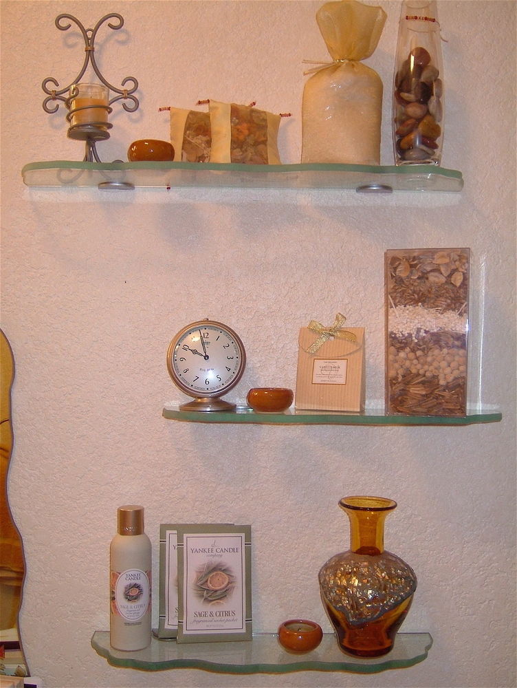 etched glass wall shelf