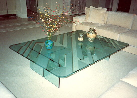 Art Deco Glass Cocktail Table Top
