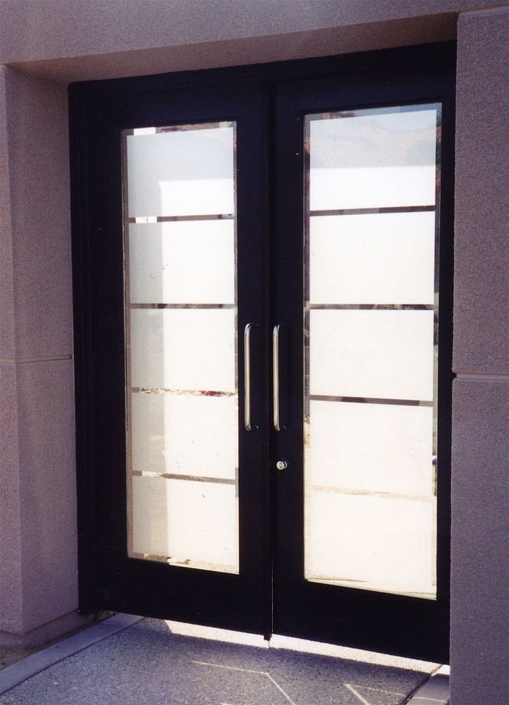 Simple yet elegant. etched glass rectangles on Courtyard Door Glass