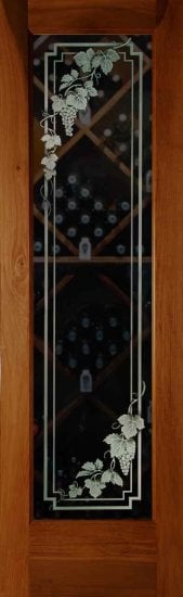 wine cellar door glass etched cascade