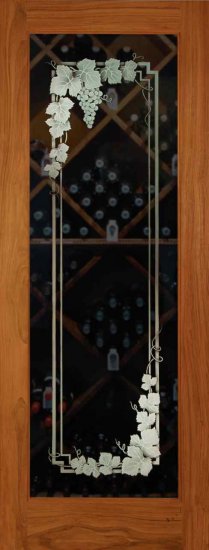 wine cellar door glass etched garland