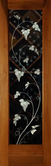 wine cellar door glass etched unfurled