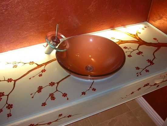 bathroom vanity glass vanities cherry blossom