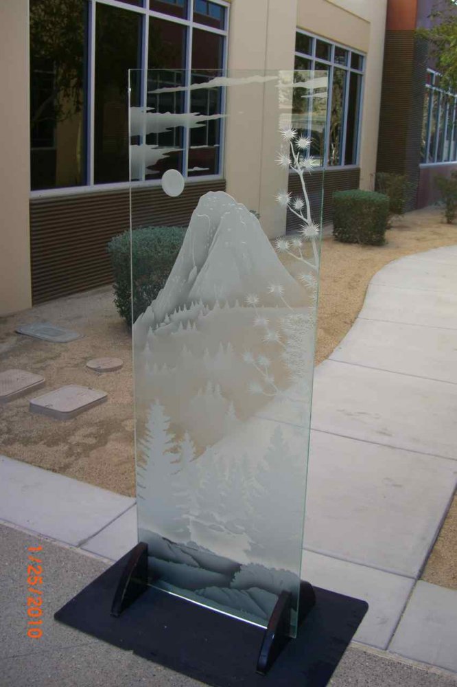 door glass frosted carved idyllwild mountain