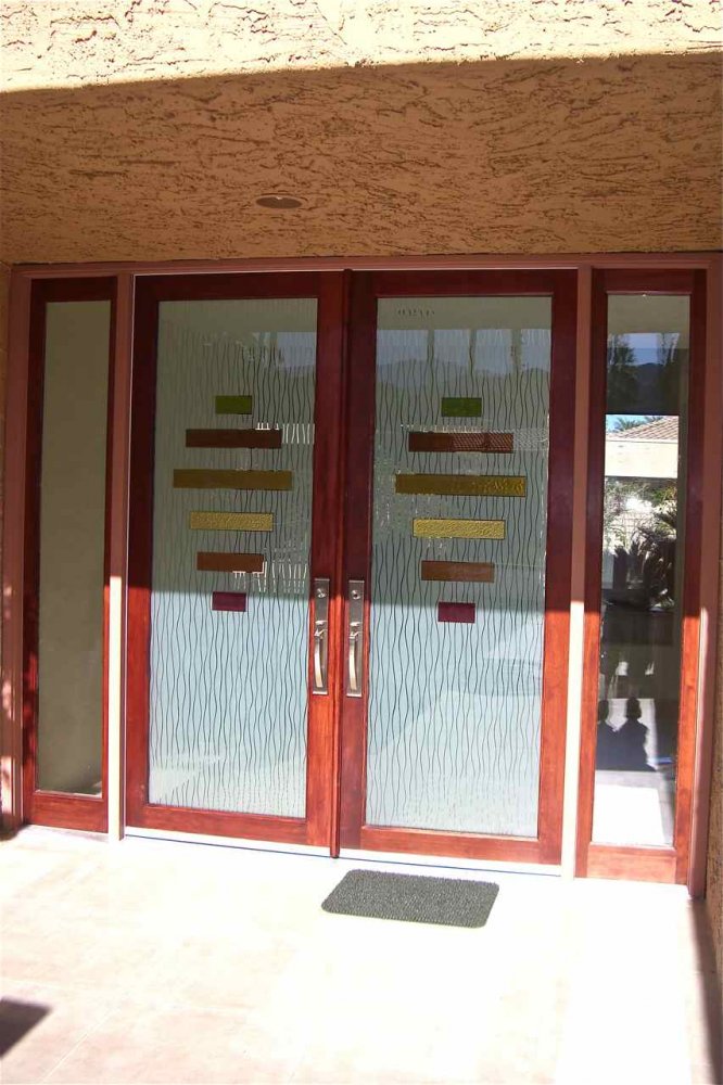 frosted glass door entry carved hand painted contemporary
