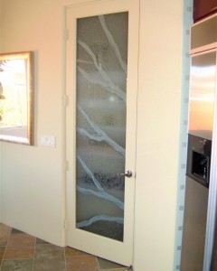 etched glass pantry door tree branches