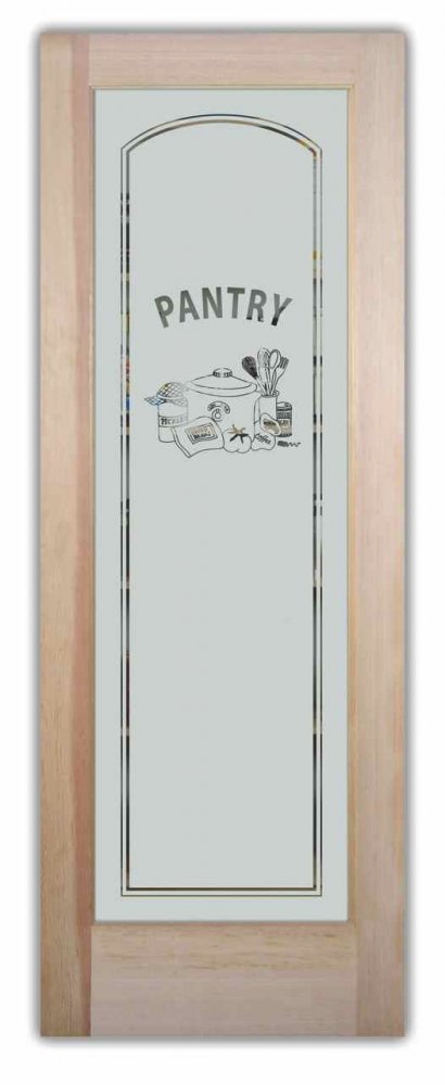 Pantry Etched Glass Door Kitchen Utensils 