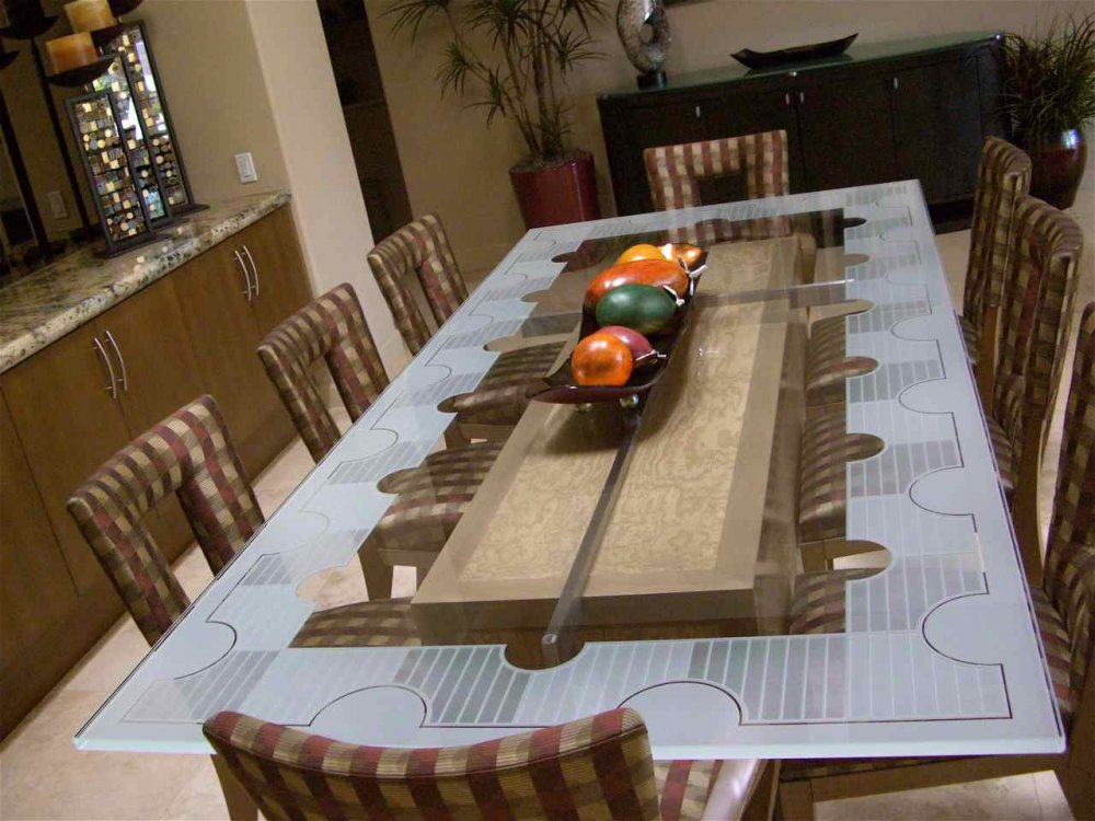 glass table dining custom etched glass