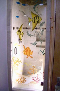 Colorful Aquarium Shower Door