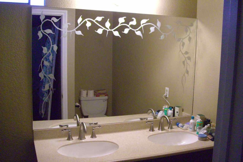 etched glass bathroom mirror - Sans Soucie Art Glass