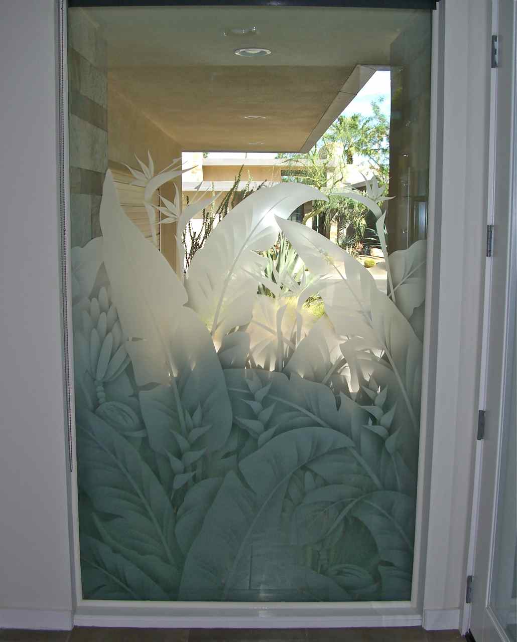 etched glass window - Sans Soucie Art Glass