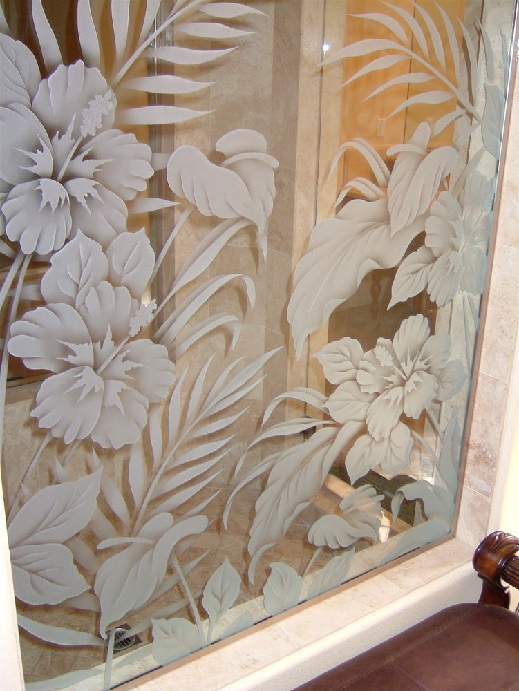 frosted glass panels tropical