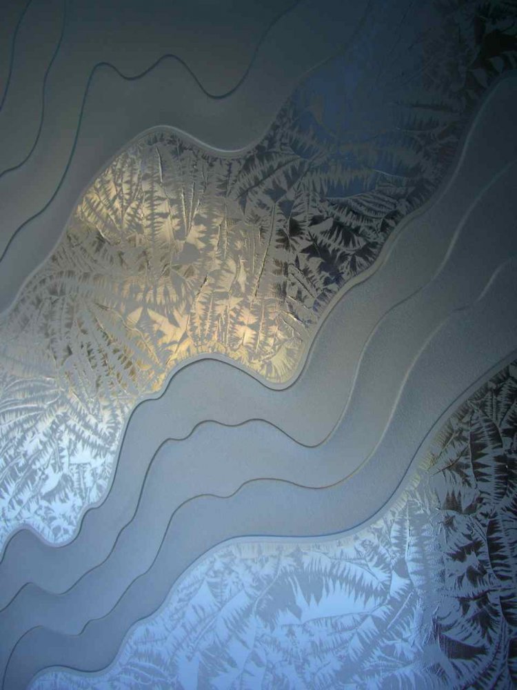 frosted glass waves carved