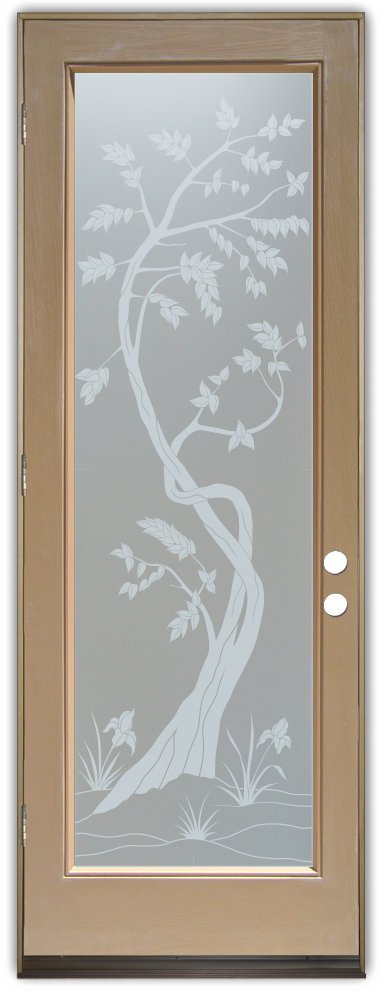 glass doors frosted tree priv