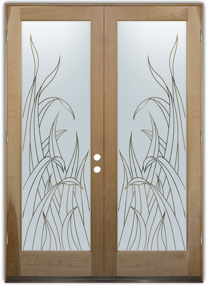 glass entry doors reeds frosted