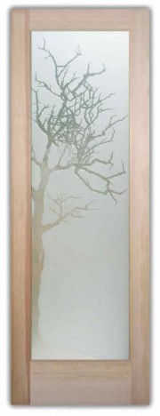 interior glass door winter tree 3D