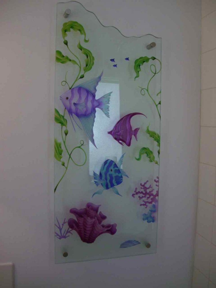 Art Glass Panel Purple Fish