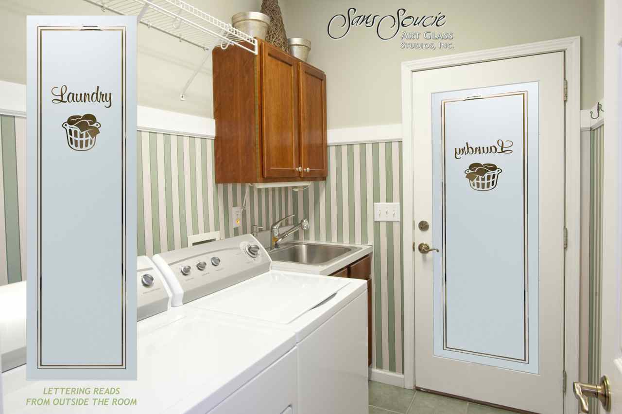 etched glass laundry room door - Sans Soucie Art Glass