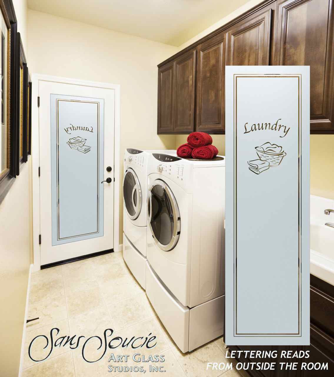 etched glass laundry room door - Sans Soucie Art Glass