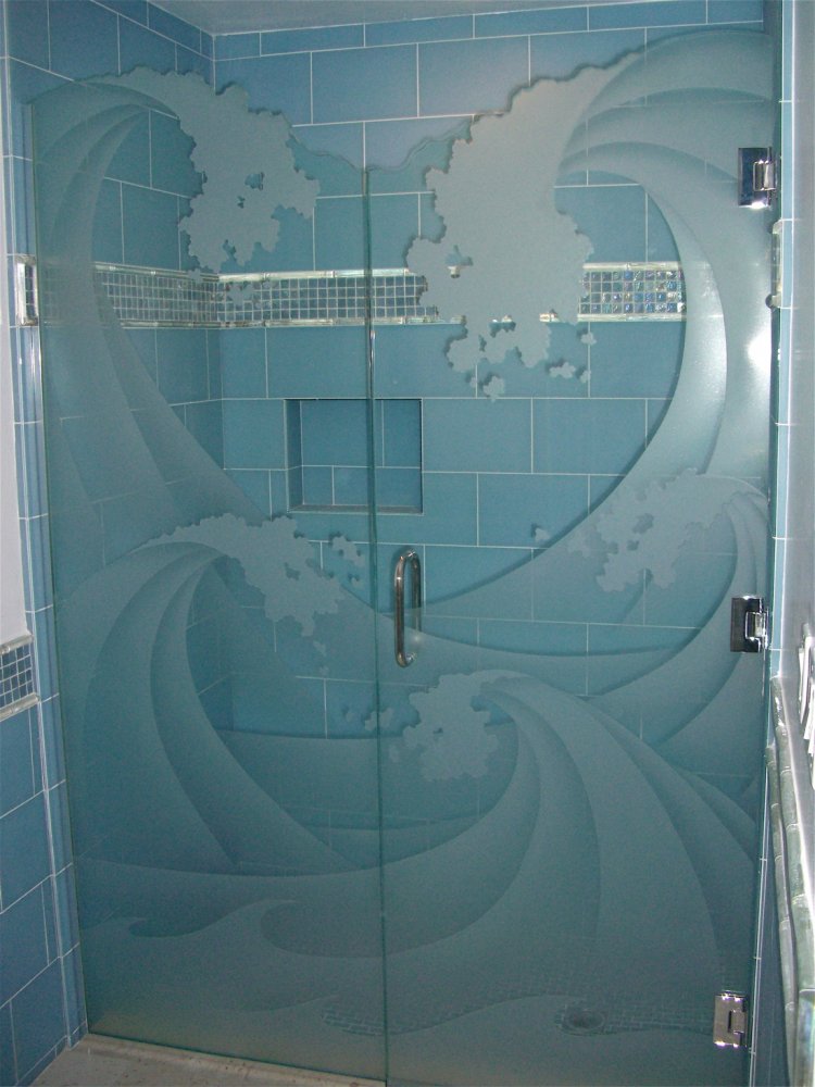 etched glass showers Sans Soucie Art Glass