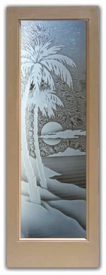 interior glass door palm sunset