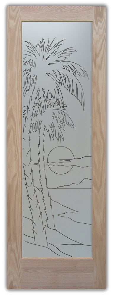 etched glass pantry door palms