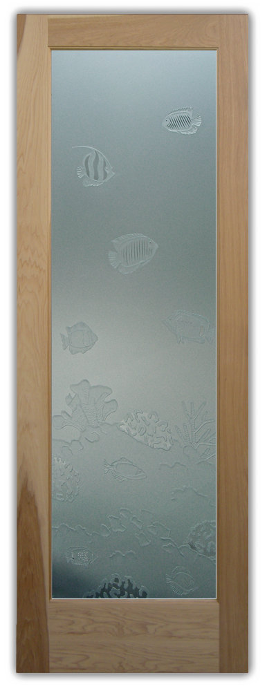 glass doors etched frosted tropical