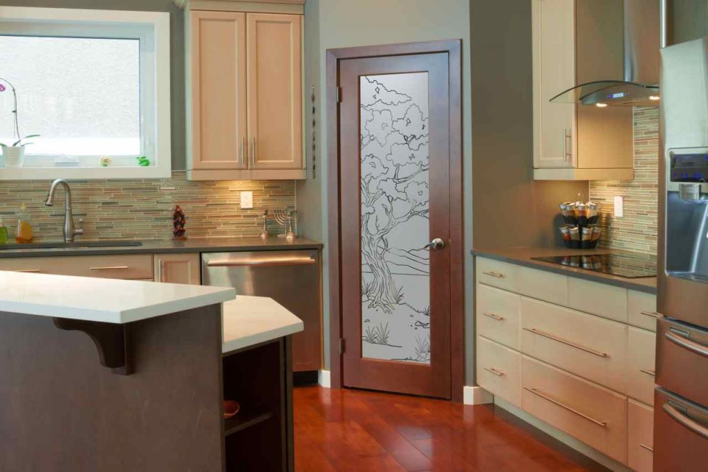 Custom Simple Frosted Glass Pantry Door