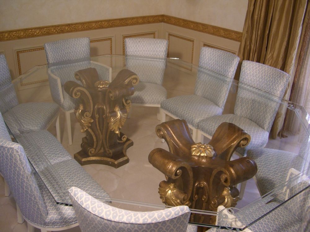 Traditional glass table by Sans Soucie Art Glass.