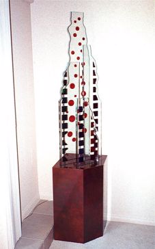 Sculpture with Frosted Glass Geometric Bubbling Spirit Design by Sans Soucie