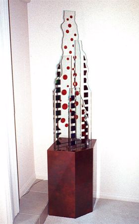 Sculpture with Frosted Glass Geometric Bubbling Spirit Design by Sans Soucie