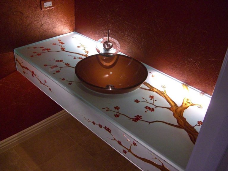 Cherry Blossom glass counter.