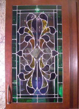 Cabinet Glass with Frosted Glass Traditional Alhambra Blue Design by Sans Soucie