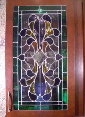 Cabinet Glass with Frosted Glass Traditional Alhambra Blue Design by Sans Soucie