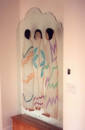 Glass Wall Art featuring a Frosted Glass Southwest Design Sandblast Etched Glass Pow Wow Design by Sans Soucie