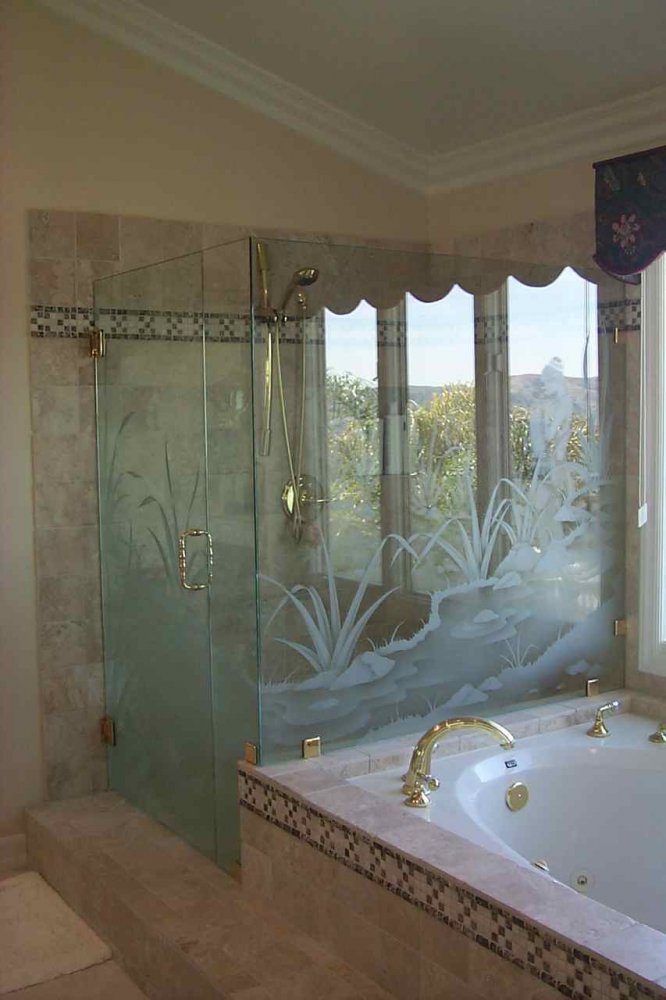 High-end frameless frosted glass shower door